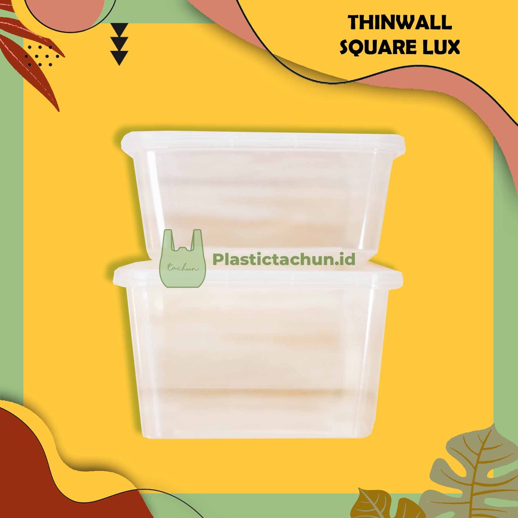 Thinwall Square Merk LUX | Box Kotak Makan 1000 ml | Tepak Makanan | Box Plastik  | Box Salad | Box 