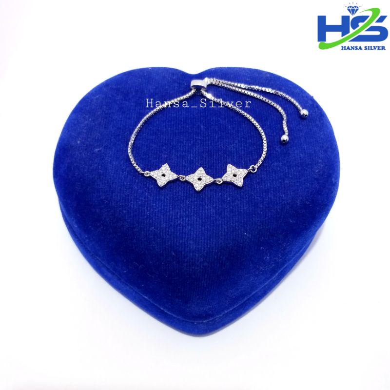 Gelang Perak Asli Tangan Wanita Silver 925 Lapis Emas Putih Model Serut - Perak Asli 925 Anti Karat