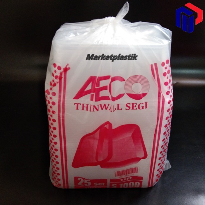 Thinwall AECO S 1000 ML@25PCS / Box Makanan / Kotak Makan Microwafe
