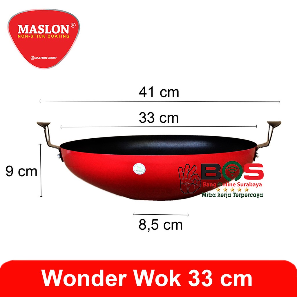 Maspion Wajan Penggorengan Anti Lengket 33 CM Wonder Wok Wajan Panci Penggoreng