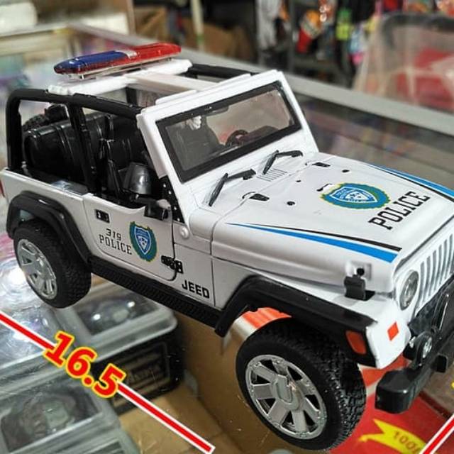 Diecast Jeep Wrangler Police Alloy - Miniatur Mobil Polisi Metal