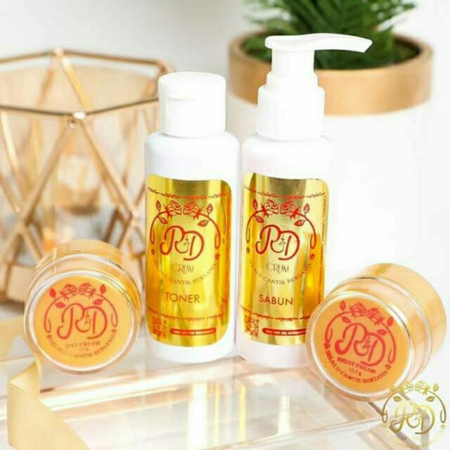 Paket Cream RD 123/R de'Glow/Rde Glow/GOLD PUTIH&amp;Ecer Siang Krim Malam Sabun Toner Cleanser Rinna