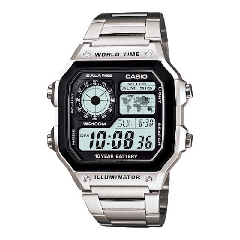 JAM TANGAN CASIO AE-1200 WHD DIGITAL RANTAI STAINLESS ANTI AIR ORIGINAL BUKAN BM