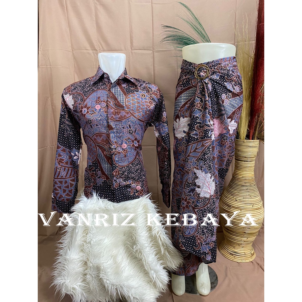 Vanriz Kebaya-Kemeja Batik Lengan Panjang Couple Rok Lilit