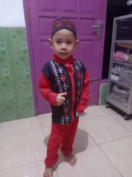 Baju Anak Setelan Muslim Motif Batik Lingkaran