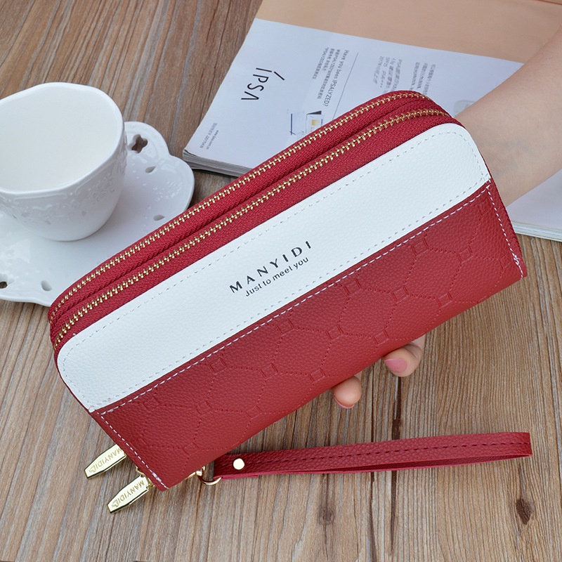 DOMPET PANJANG WANITA KULIT PREMIUM KEKINIAN CEWEK BRANDED MURAH BATAM SIMPLE FASHION KOREA MARCELINE WA692B7 TALI PENDEK COKLAT IMPORT BESAR RESLETING MUAT HP KARTU UANG KOIN