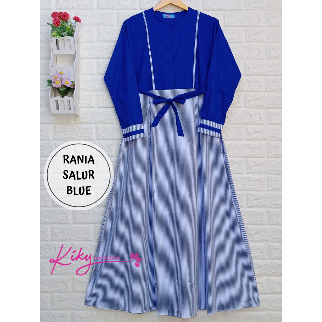 Gamis Katun Jepang Ory Kombinasi Rania Salur Polos Size S M L XL