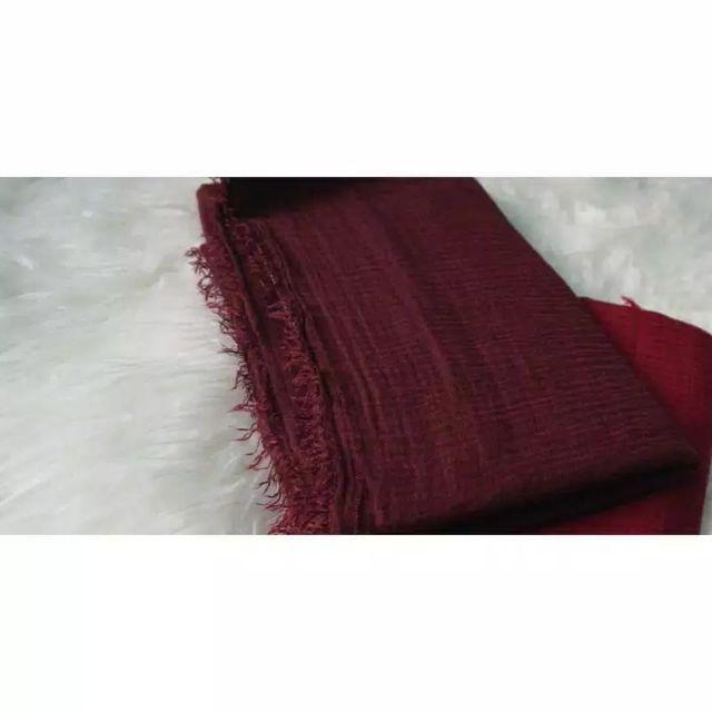 PASHMINA CRINKLE CRIMP COTTON SHAWL HIJAB PASMINA CRINKLE RAWIS NEGRO_WARNA1-Crinkle DARK MARUN