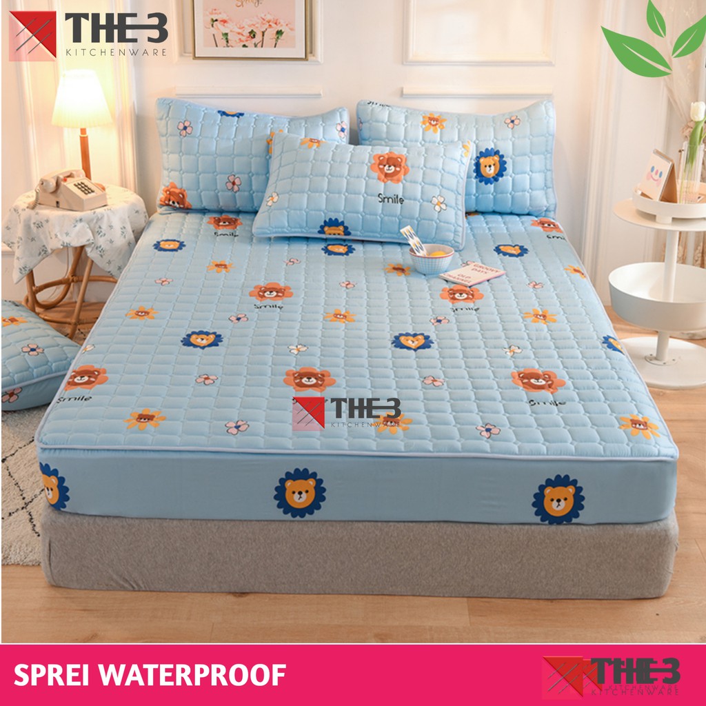 SPREI WATERPOOF - SPREI ANTI AIR - SPREI SULTAN WATERPROOF - KUALITAS NO.1-BIRU MUDA180