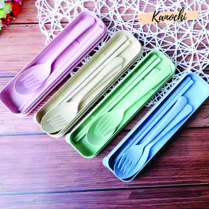 SET SENDOK GARPU SUMPIT MAKAN LENGKAP WHEAT STRAW