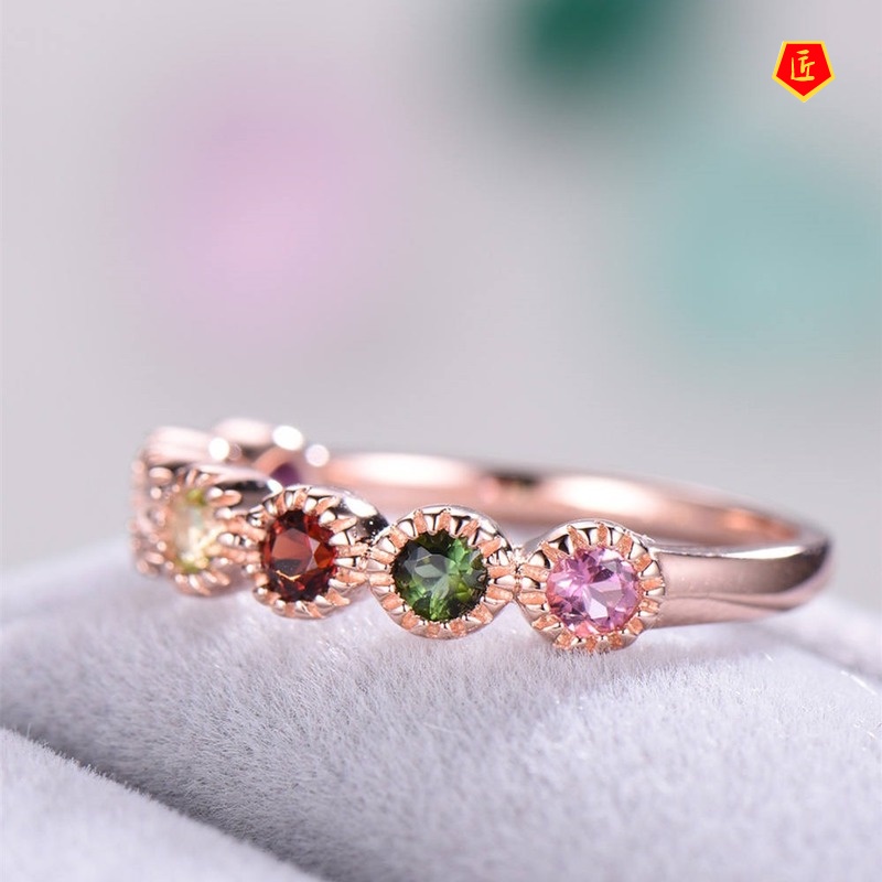 [Ready Stock]Inlaid Colored Gems Ring for Women