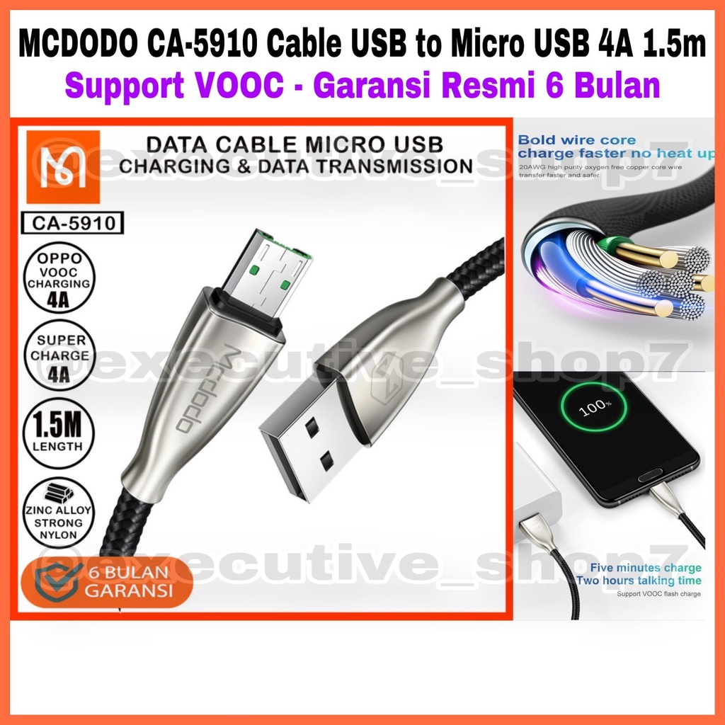 MCDODO CA-5910 Cable USB to Micro USB 4A - 1.5m - Support VOOC - Garansi Resmi 6 Bulan