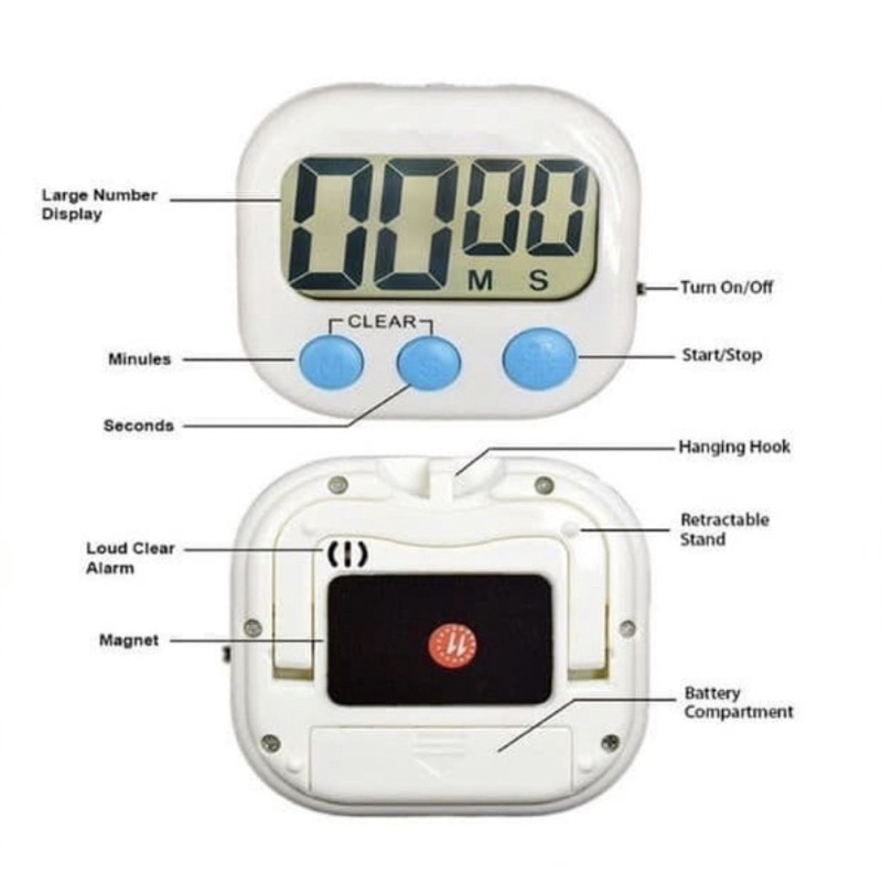 Timer Digital Dapur Masak Alarm Stopwatch Jam LED Kitchen Magnet