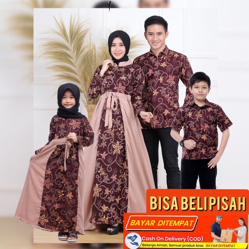 SET COUPLE KELUARGA GAMIS BATIK SYARII MODERN TERBARU ASDF -SARIMBIT KELUARGA GAMIS MAHARANI NAJWA