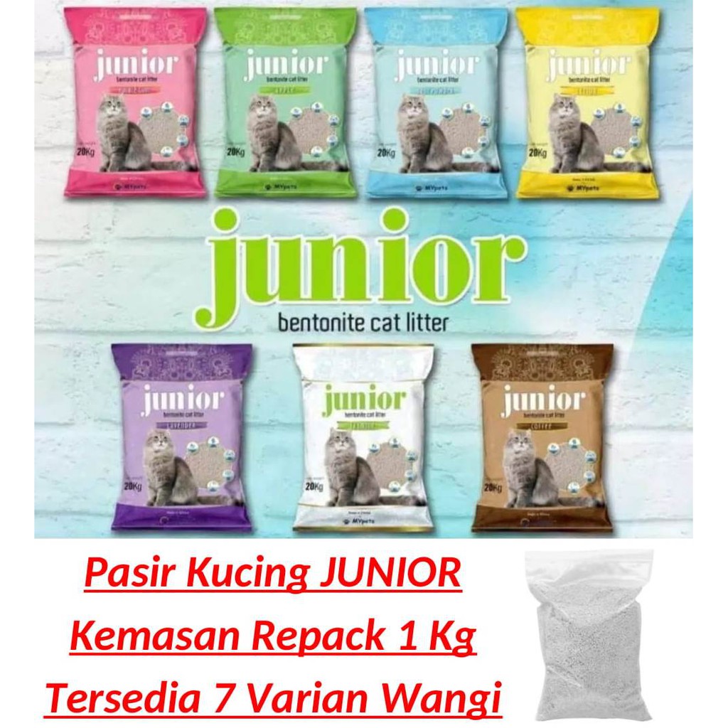 Repack 1kg Pasir Kucing JUNIOR Gumpal Wangi Import Premium Kelinci 1 kg