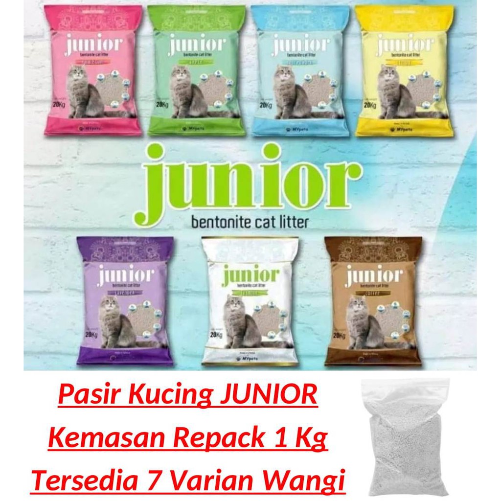 Repack 1kg Pasir Kucing JUNIOR Gumpal Wangi Import Premium Kelinci 1 kg