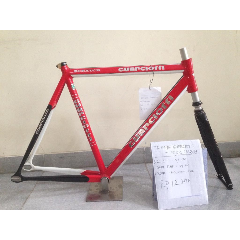 GUERCIOTTI  Frame Set . FRAME + FORK . C-T 57 cm - Sepeda Fixie - Single Speed - Red/White/Black