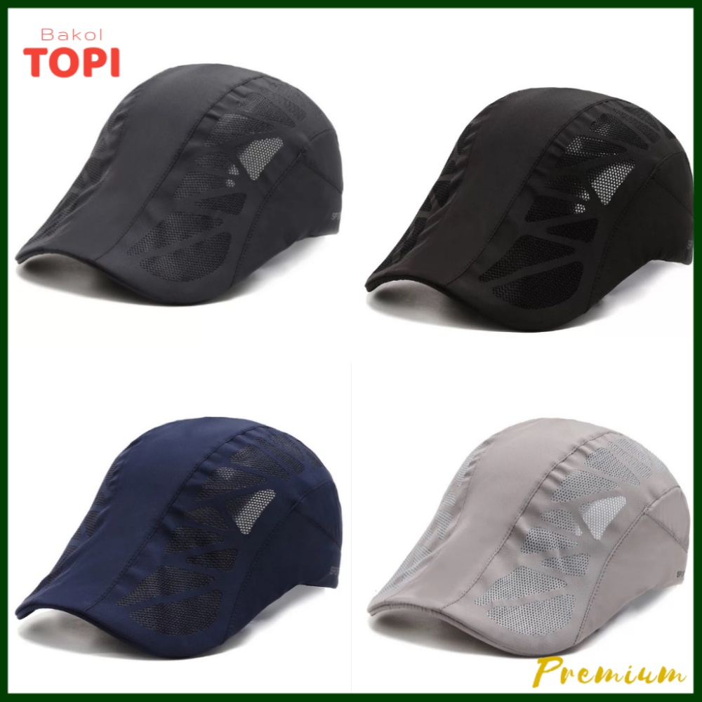 Topi Kodok jaring Cap Sports Outdoors import Topi Pet Pria Flat Adjustable