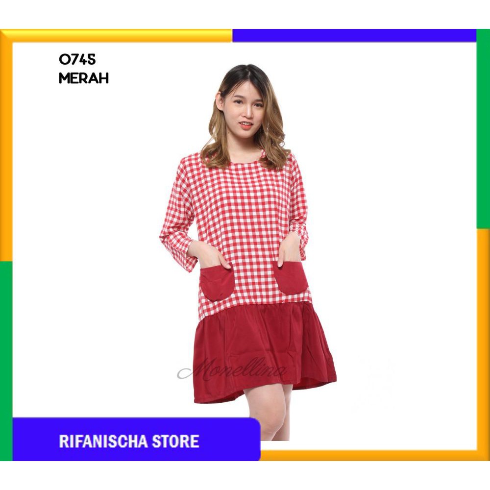 Rf 0745 Baju Atasan Tunik Lengan Panjang Murah Wanita Kekinian (MF)