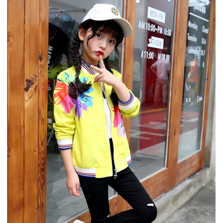 Rainbow Flower Zipper Yellow Jacket (XO-16)