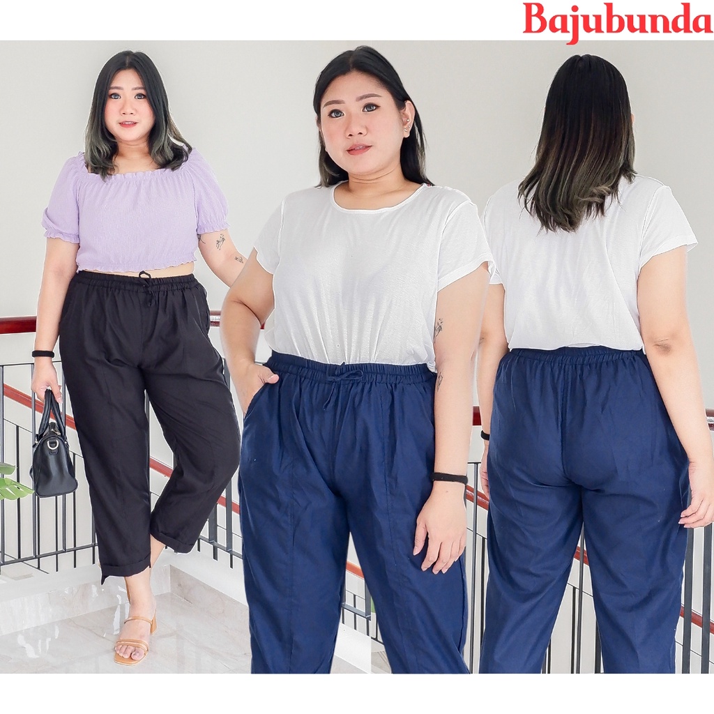 BAGGY PANTS BIG SIZE WANITA / CELANA PANJANG JUMBO WANITA / BAGGY KATUN