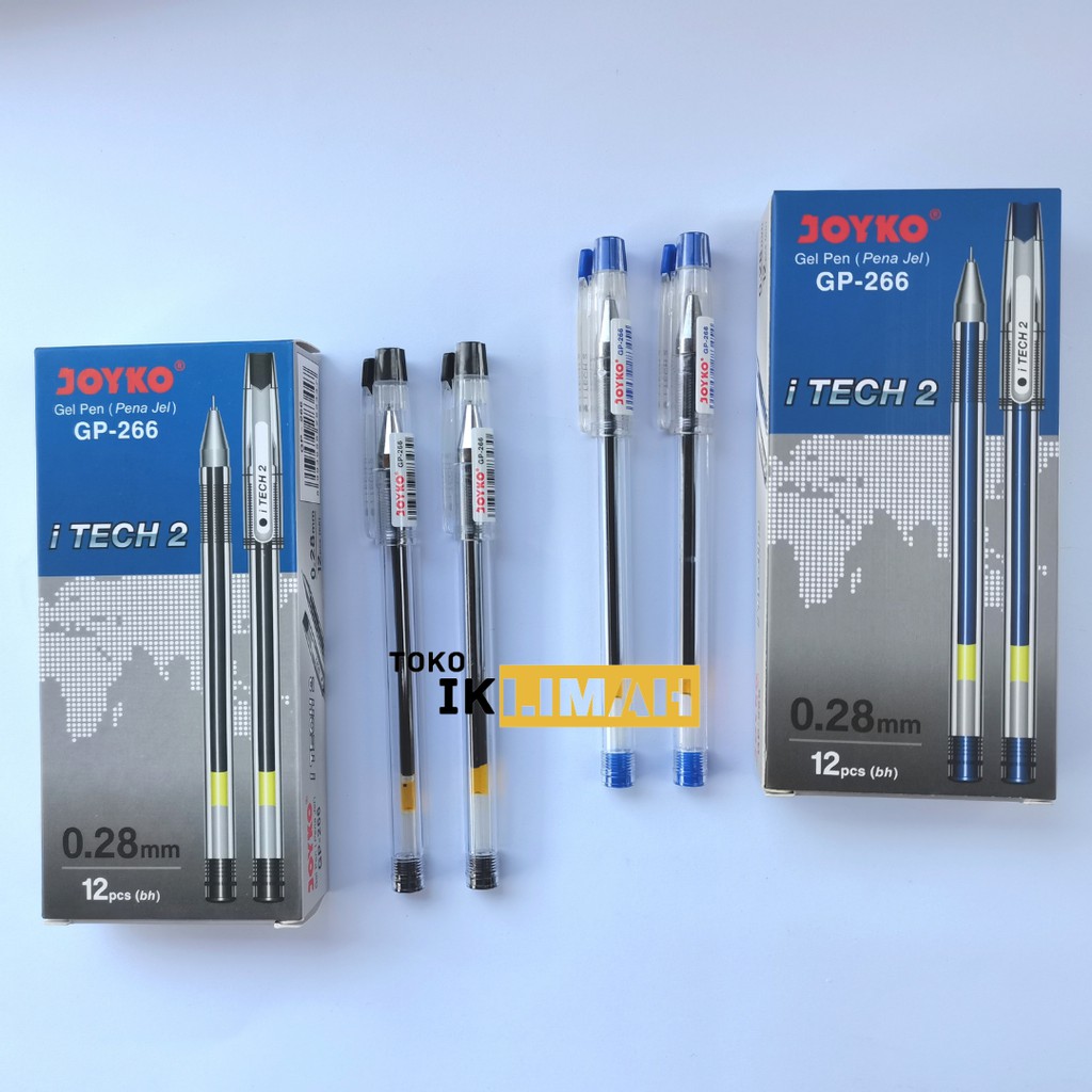 

Pulpen Joyko iTech 2 GP-266 0.28 mm Hitam - Biru / Gel Pen GP 266 / Pena 1 Box 12 Pcs