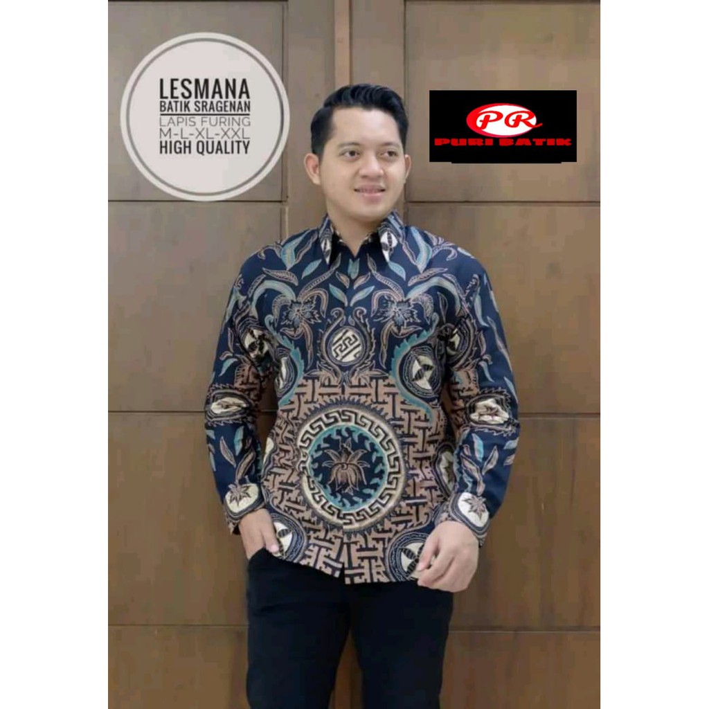 Kemeja Batik Pria Lengan Panjang Lesmana Best Seller