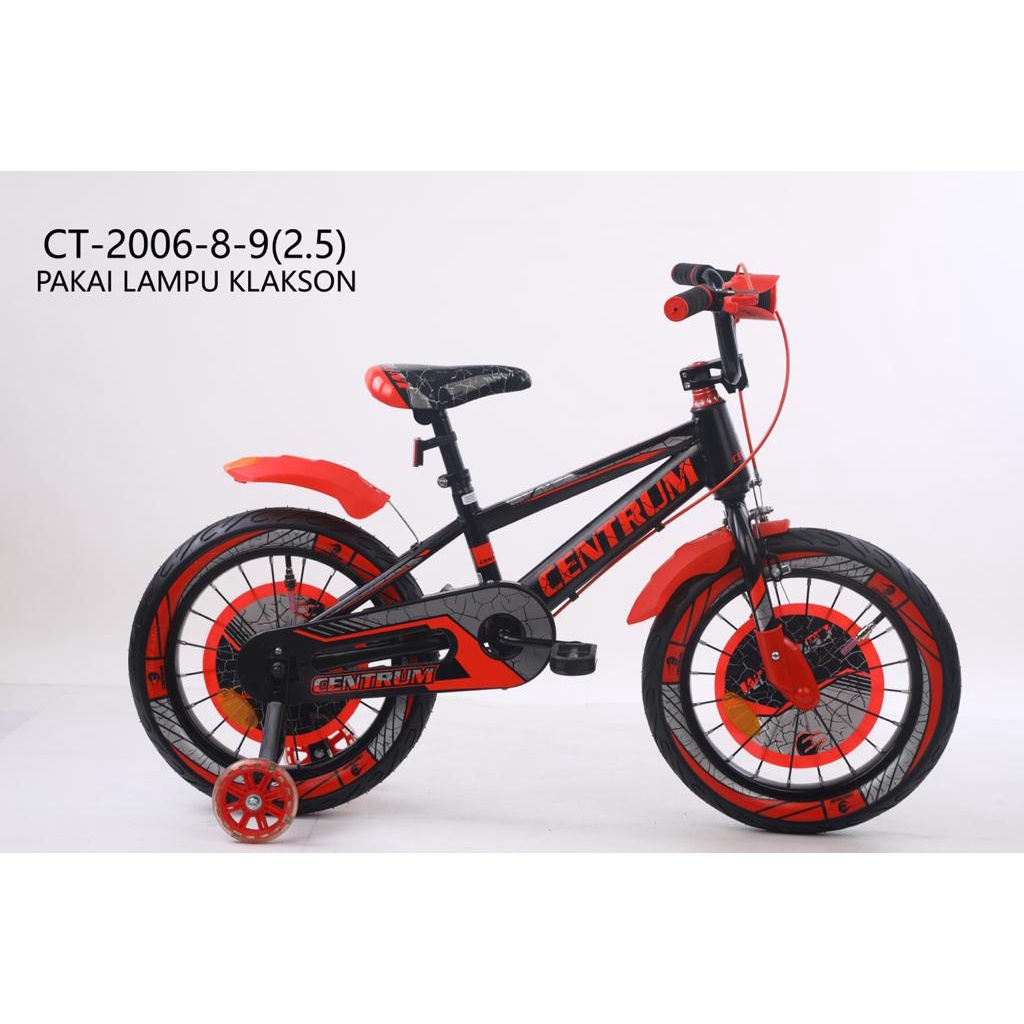 Sepeda anak cowok BMX mini Centrum 12 16 18 inch ban karet pompa roda 3 4 samping bonus lampu&klason-1