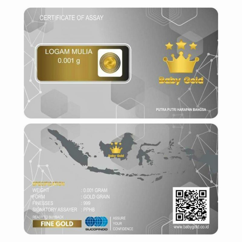 Baby Gold Minigram Logam Mulia 0,001 Gram Emas Mini Murni 24 Karat