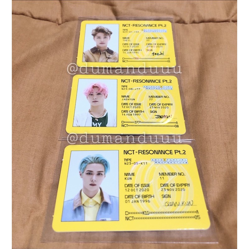 ID CARD JAEHYUN TAEIL KUN PHOTOCARD