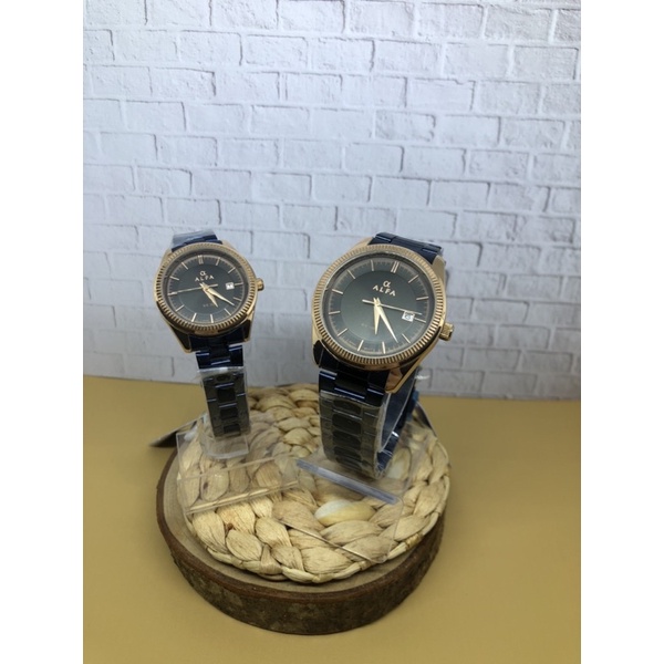 JAM TANGAN PRIA WANITA couple biru rose ALFA A 0021 ORIGINAL 1000%