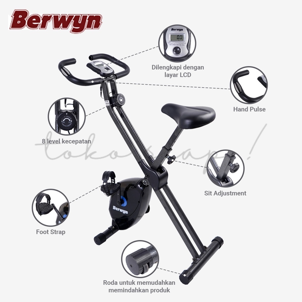 Tokosiap ORIGINAL Berwyn Sepeda Statis Alat Olahraga Fitness Elektrik Bike