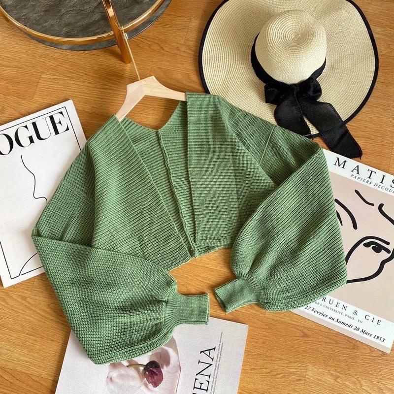 Zelline official rajut cardi croptop olive terbaru