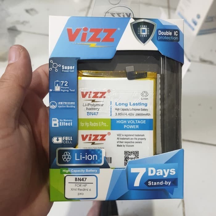 Vizz Double Power Battery Batre Baterai Vizz Xiaomi Redmi 6 Pro Mi A2 Lite BN47 BN-47 BN 47