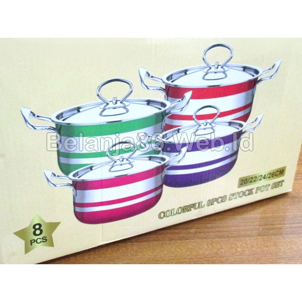 Weston Inoxware Colorful 8Pcs Stock Pot Set