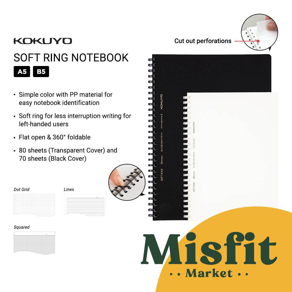 

KOKUYO Soft Ring Notebook Kraft PP Series B5 Buku Tulis Spiral Loose Leaf Binder Transparan Sampul Kertas