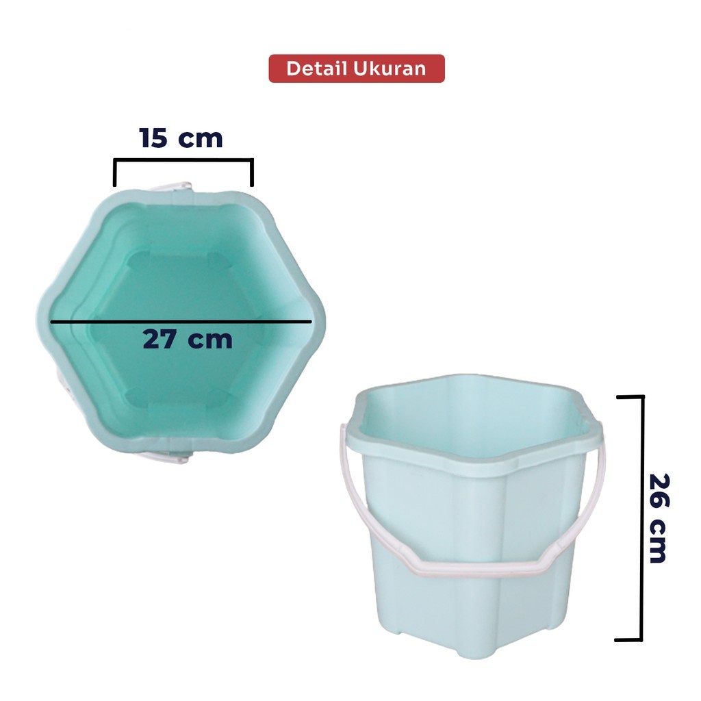 EMBER PLASTIK GAGANG SEGI 6 PASTEL - 3 GALON - 10 LITER