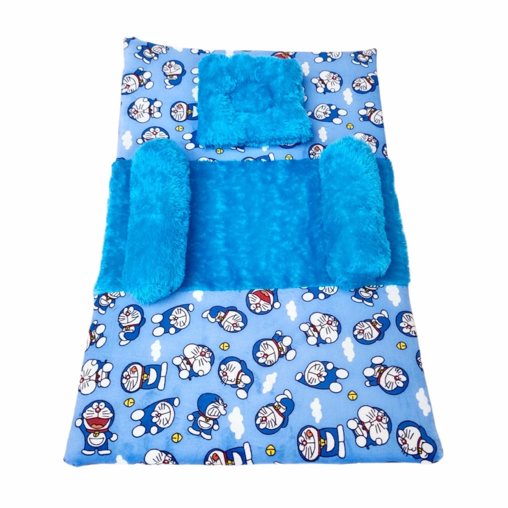 PROMO!!!KASUR BAYI KELAMBU MOTIF DORAEMON BAHAN BULU PRINTING SATU SET LENGKAP BANTAL GULING / KASUR BAYI MATRAS / KASUR BAYI TERMURAH