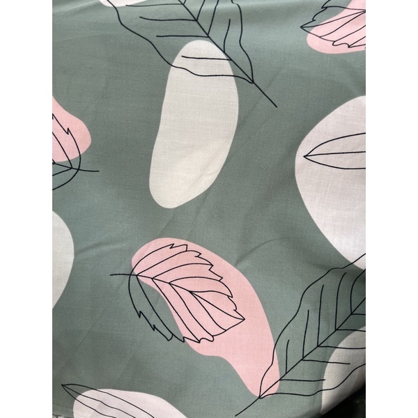 kain katun rayon viscose premium motif daun ijo mint best seller
