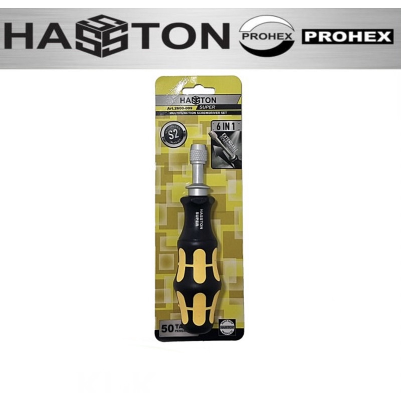 HASSTON 2600-009 Obeng Set 6 in 1 S2 Multi Screwdriver Adjustable
