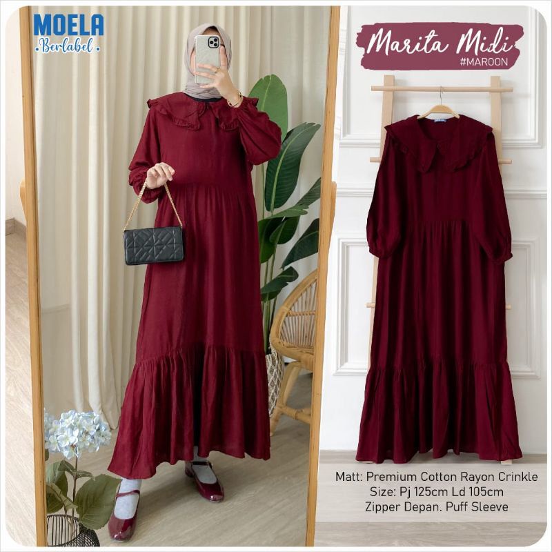 MARITA DRESS MIDI CRINKLE AIRFLOW || MIDI DRESS WANITA TERBARU || BEST SELLER || IZDIHAAR OLSHOOP5