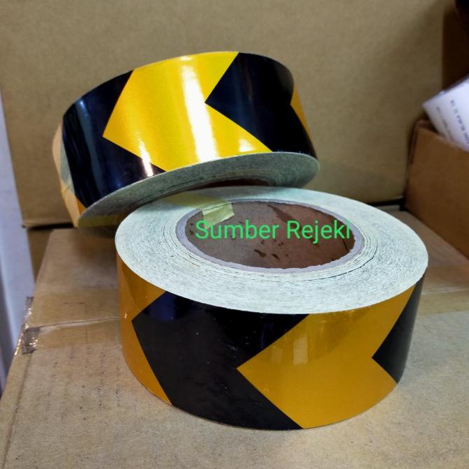 stiker panah reflektif Lakban Panah Stiker 5cm x 10.M Yellow-Black