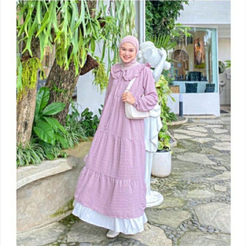 MIDI DRESS RUBY CRINCLE TERBARU TERMURAH TERLARIS. MIDI DRES BUSUI CRINKLE