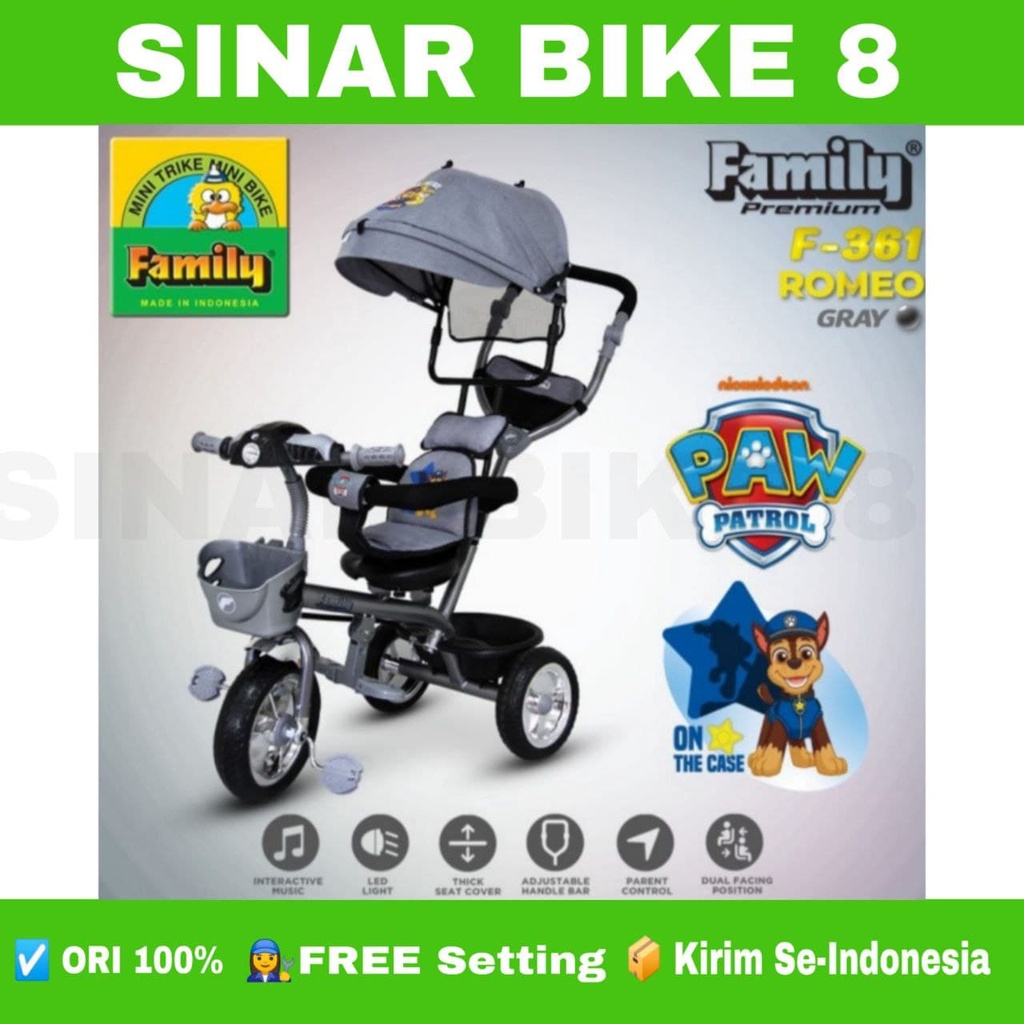 Sepeda Tricycle Anak Roda Tiga 3 FAMILY ROMEO F-361  Kursi Putar