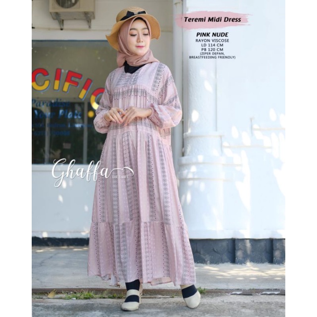 teremi midi dress katun rayon viscose by ghaffa