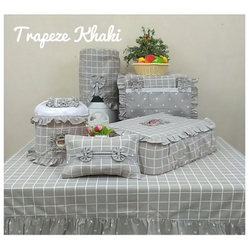 Jual Kitchen Set Katun TRAPEZE / Set Taplak Meja Makan 4 6 Kursi / Set