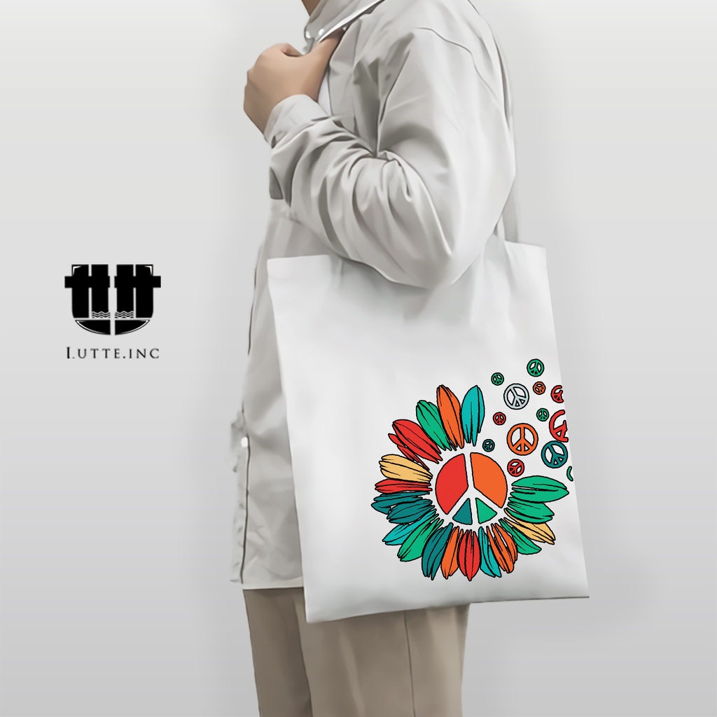 TERBARU Totebag Kanvas Premium ToteBag Lutte.inc Peace Series