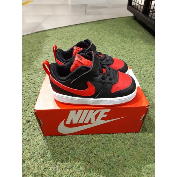 READY NIKE COURT BOROUGH RED BLACK SHOES RED BLACK FOR BABY ORIGINAL