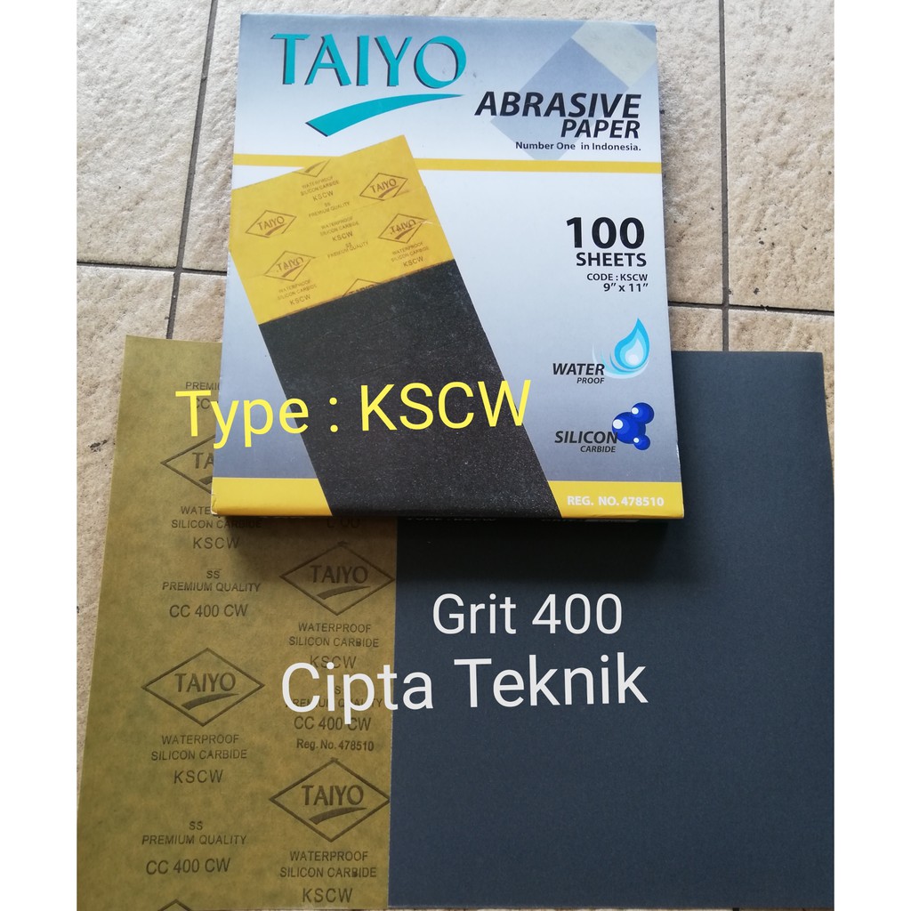 Amplas Kertas Taiyo Grit 400 KSCW Waterproof Tahan Air CC 400 CW Kertas Pasir Grit400 Sand Paper