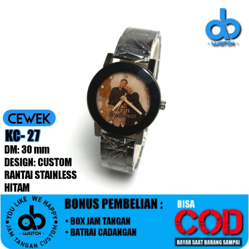 Jam Tangan Couple Custom Desain Foto Pasangan | Bisa Request Desain Bonus BOX dan BATRAI CADANGAN